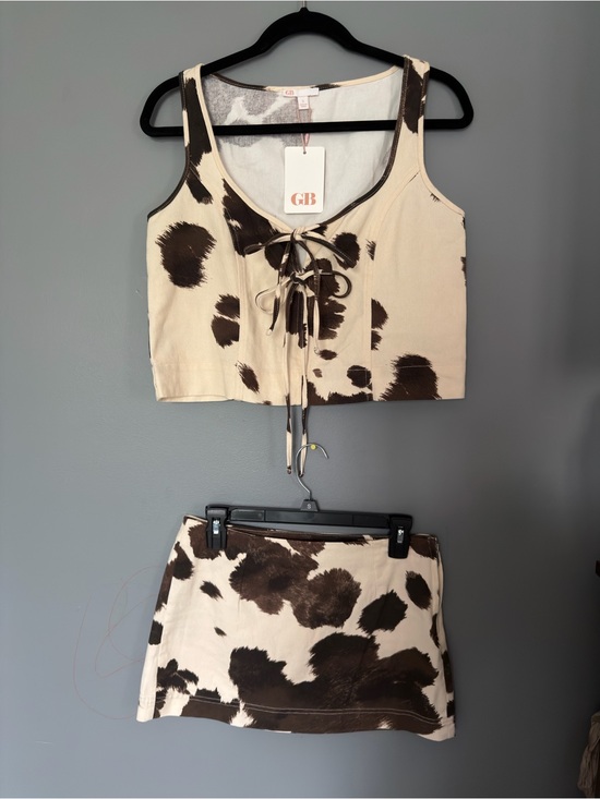 Gianni Bini Dresses & Skirts - Gianni Bini Cream and Brown Cow Print Two-Piece Set